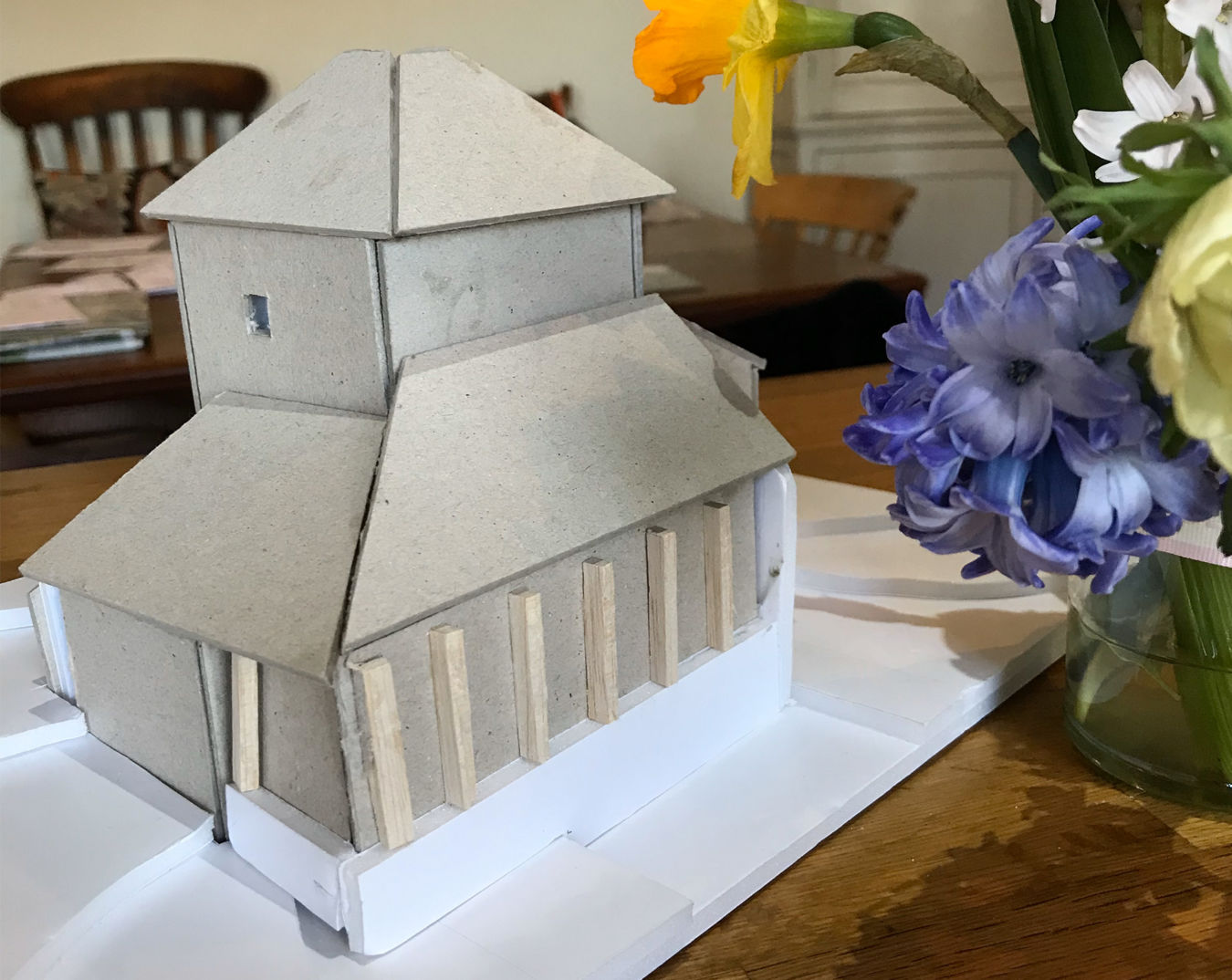 The first cardboard architect models of the Dovecot