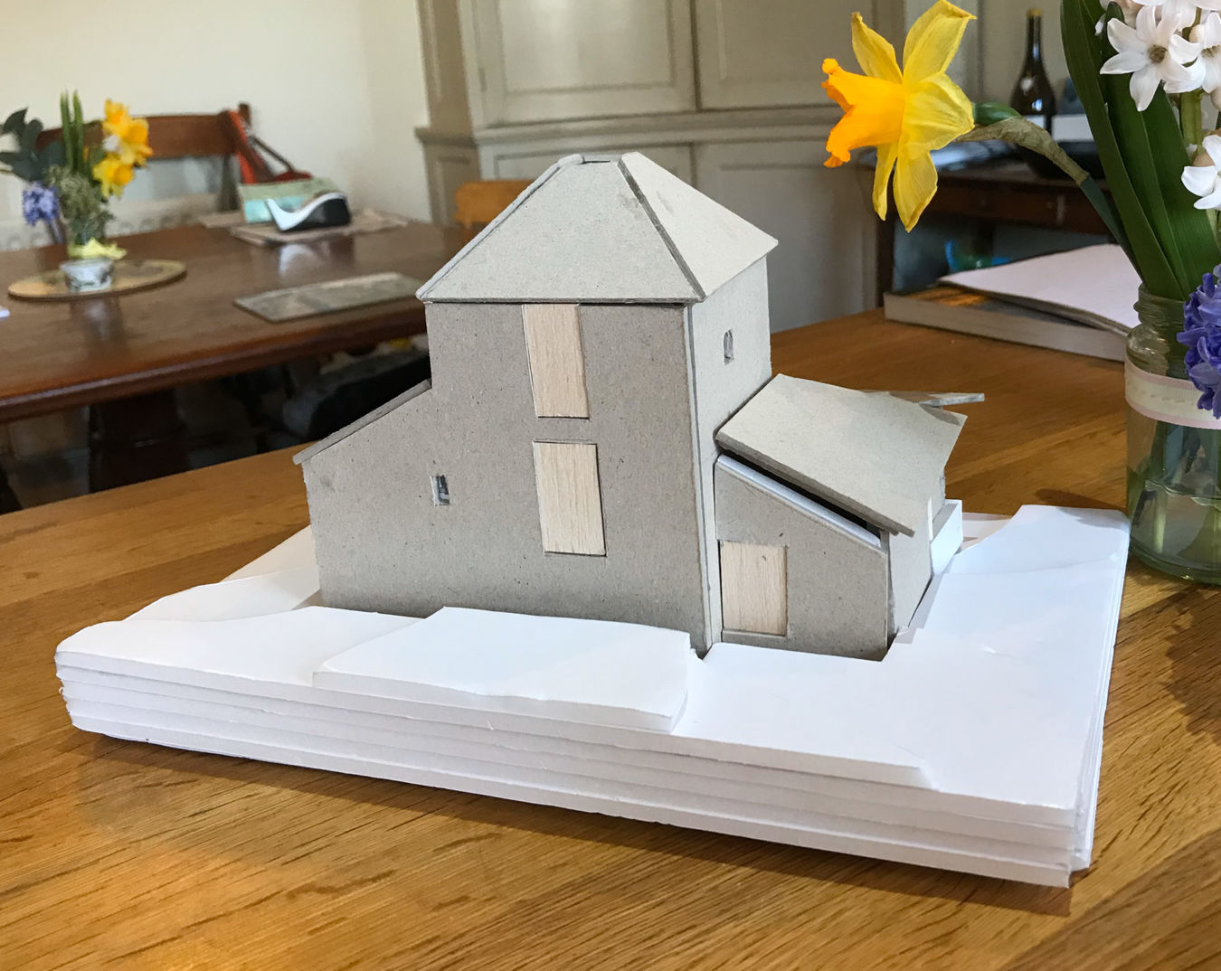 Artictects model of the Dovecot at Reedsford showing the from elevation