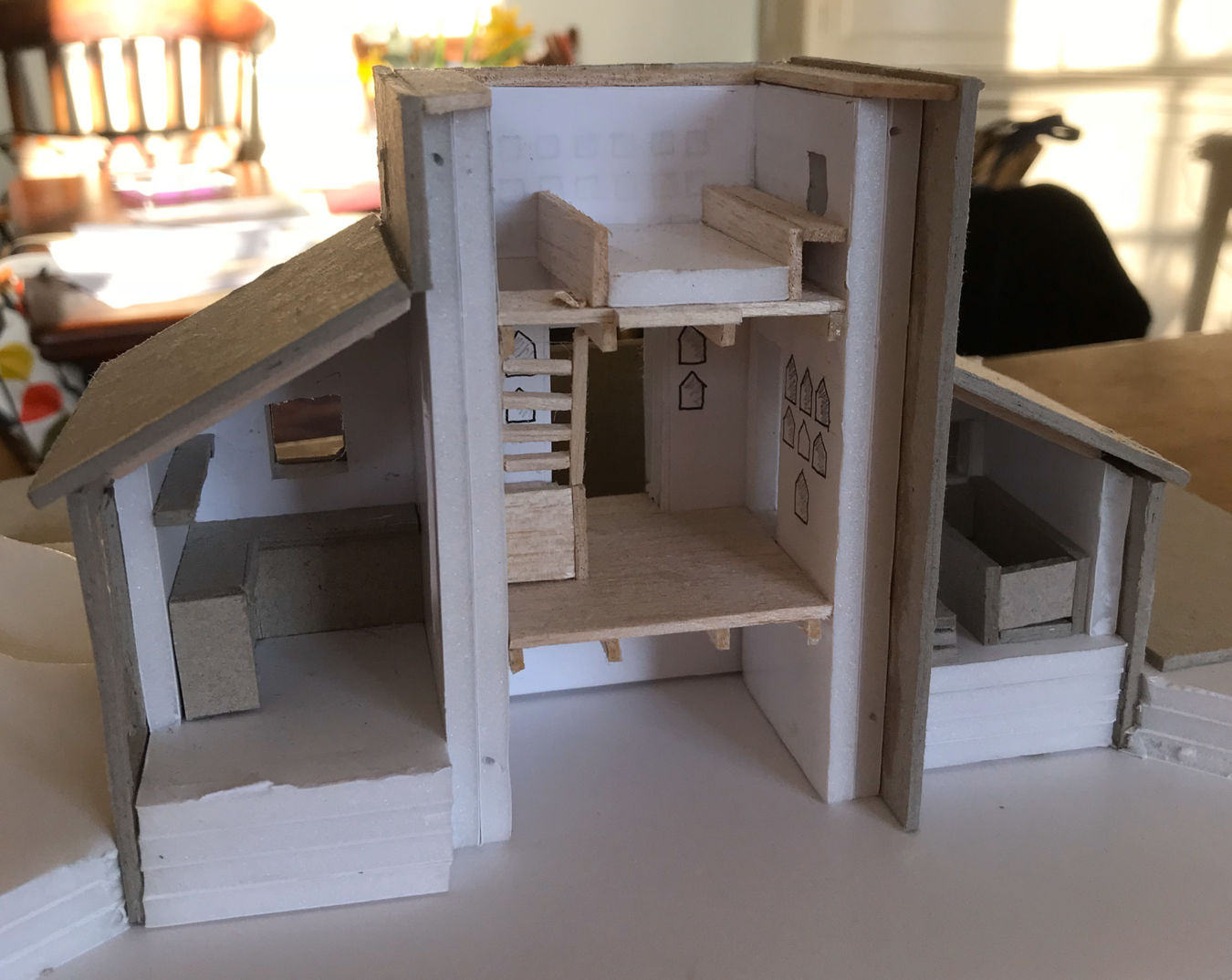 Architect model of the Dovecot at reeddsfor showing the interior space