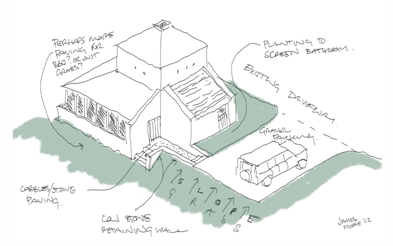 Sketch for the Dovecot at Reedsford by architect James Moore