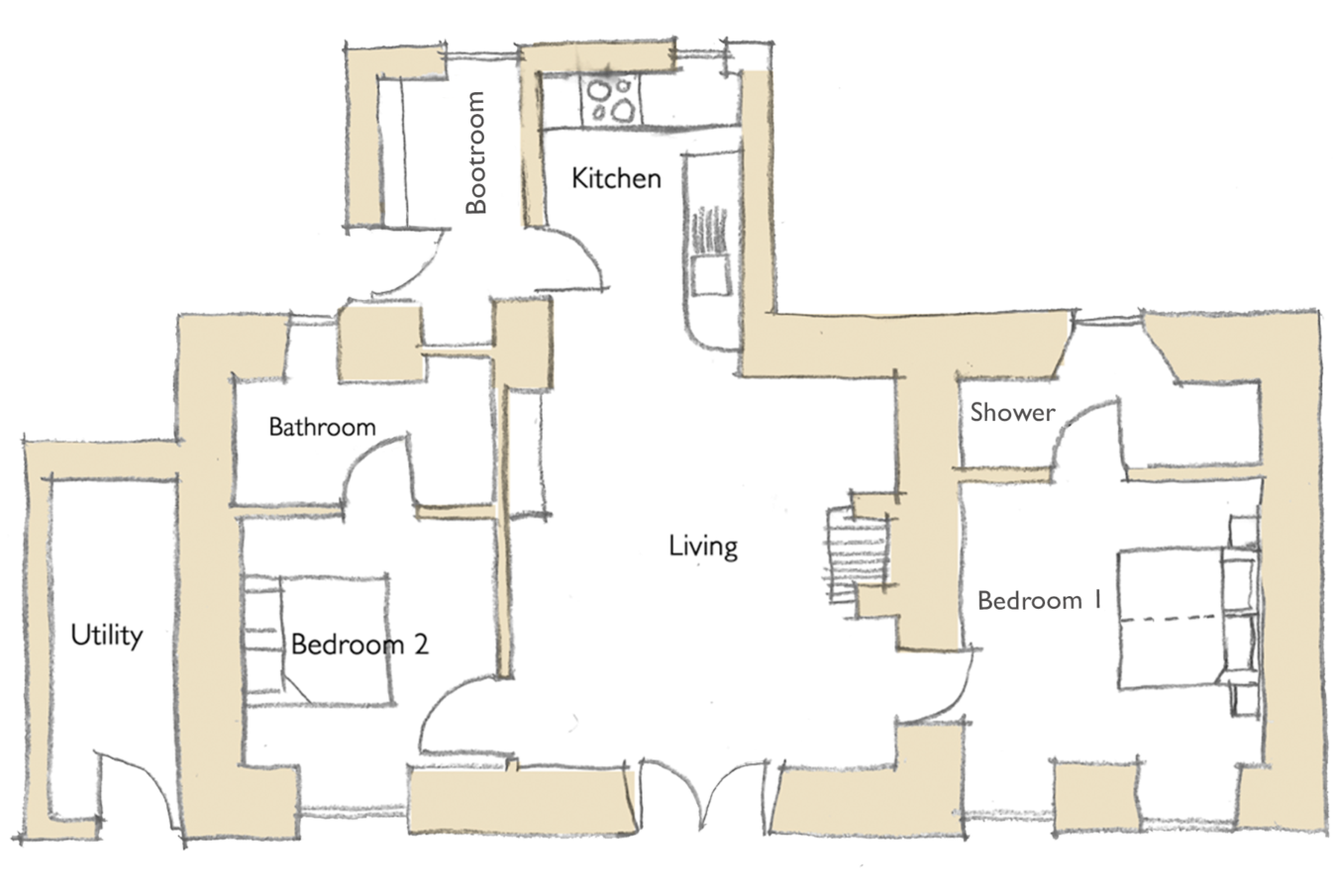 Wild Plum Barley Hill holiday cottage - floor plan